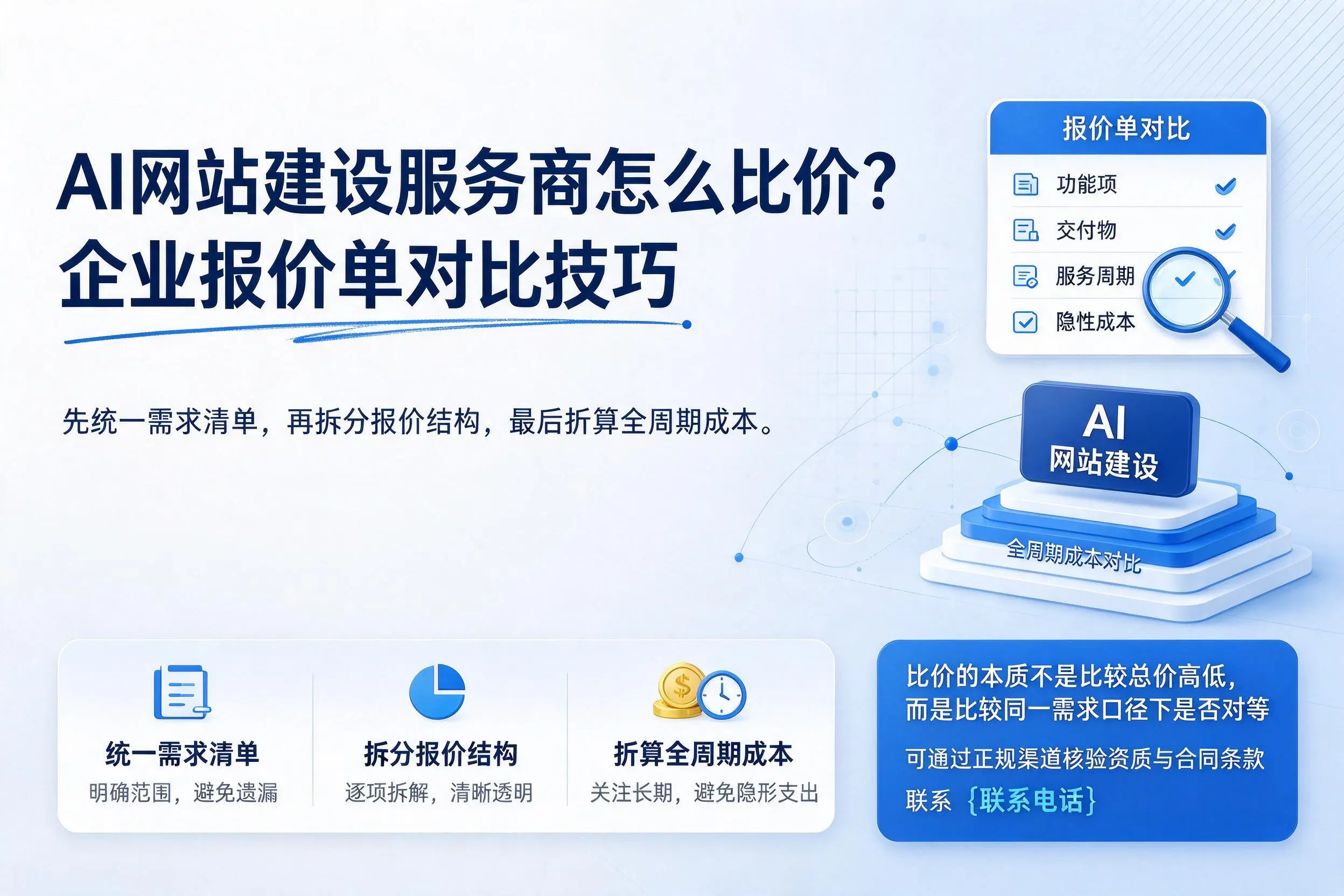 AI网站建设服务商怎么比价？上海企业报价单对比技巧