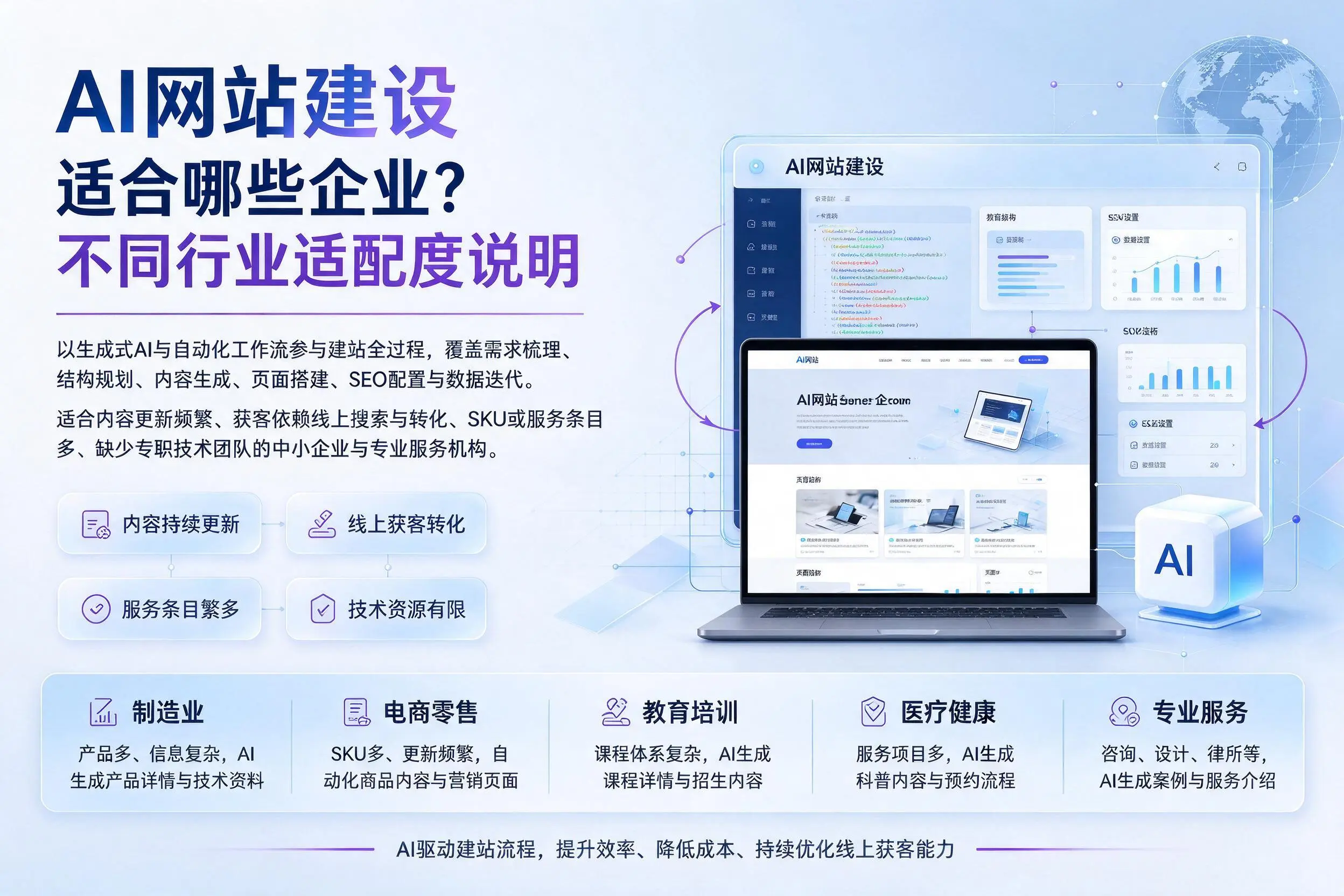 AI网站建设适合哪些企业?上海不同行业适配度说明
